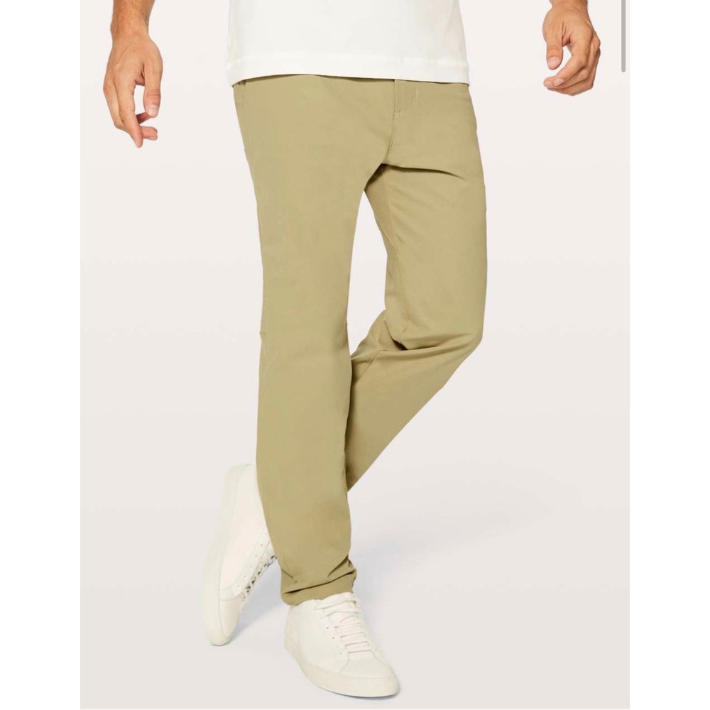 Lululemon Commission Pant Mens 34 Tan Excellent Slim Fit Khaki Chino